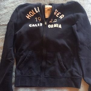 Navy Blue Zip-Up Hollister Hoody